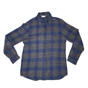 John Elliott Plaid Button Down Mens XL Blue Grey Excellent Fall Winter 18 Shirt